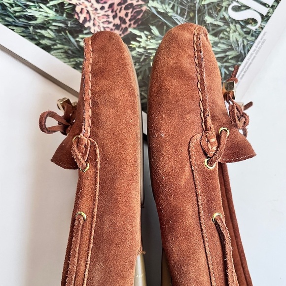 Michael Kors Amber Brown Suede Moccasin Square Toe Women’s Loafer Size 7.5 - Picture 9 of 13